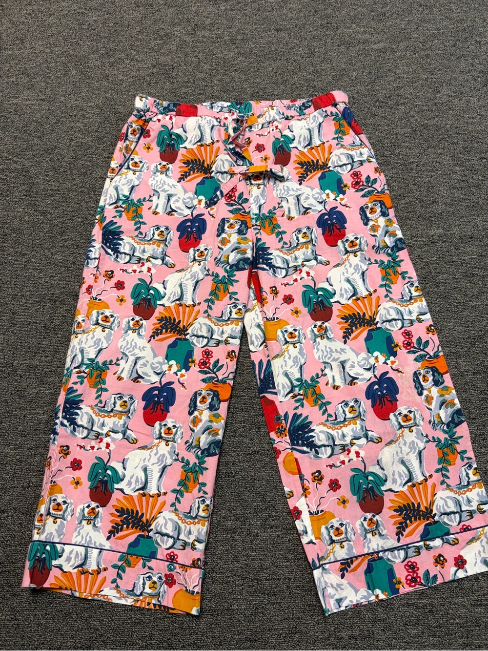 Printfresh Pink Dog-Print Lounge Cropped Pajama Pants
